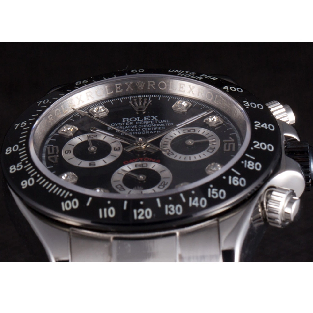 Good Copy Rolex Watches Enameled Daytona Dial Black Stainless Black Rolex Steel 0731